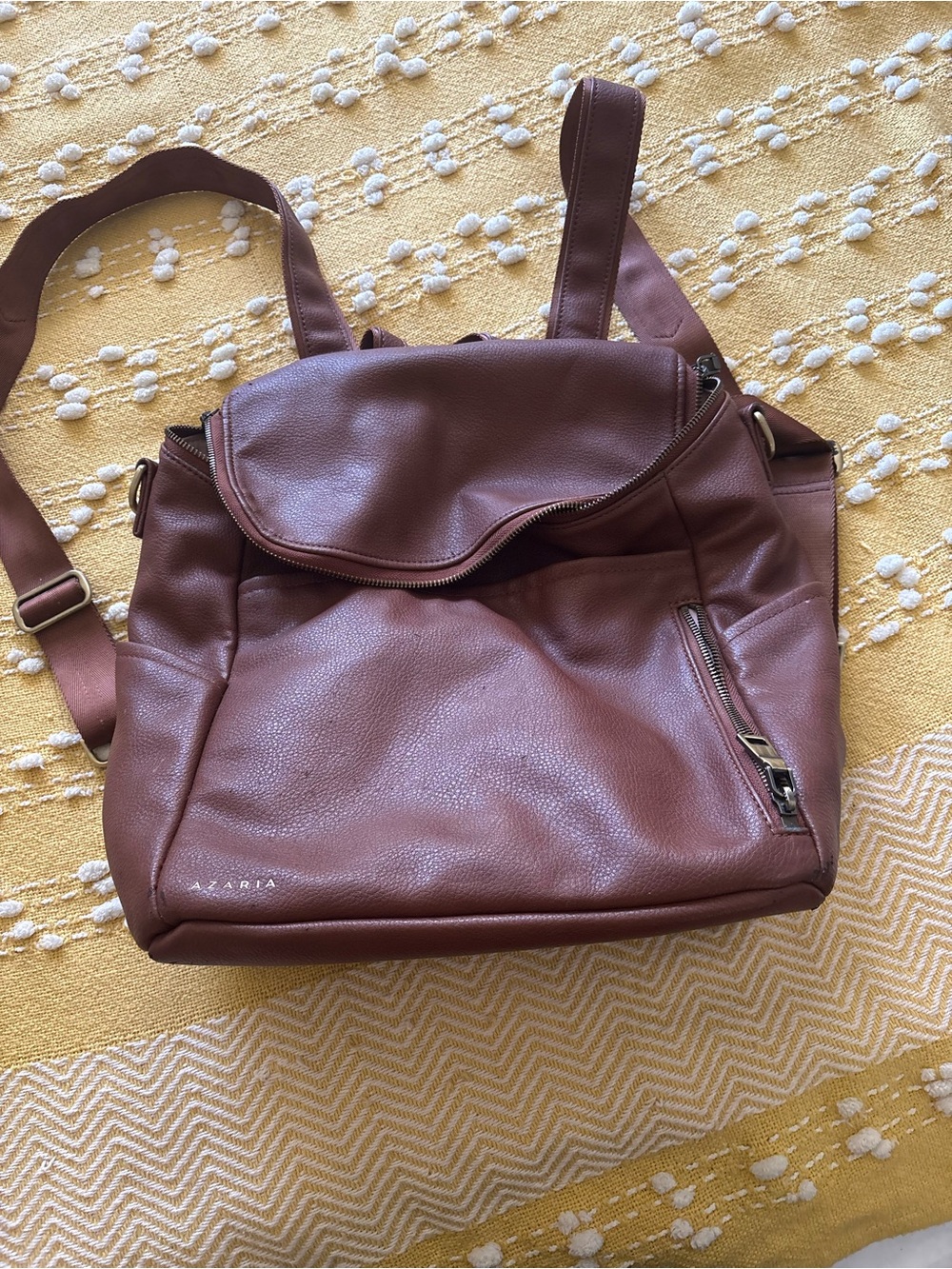 Azaria Kids' Brown Faux Leather Backpack - Adjustable Straps